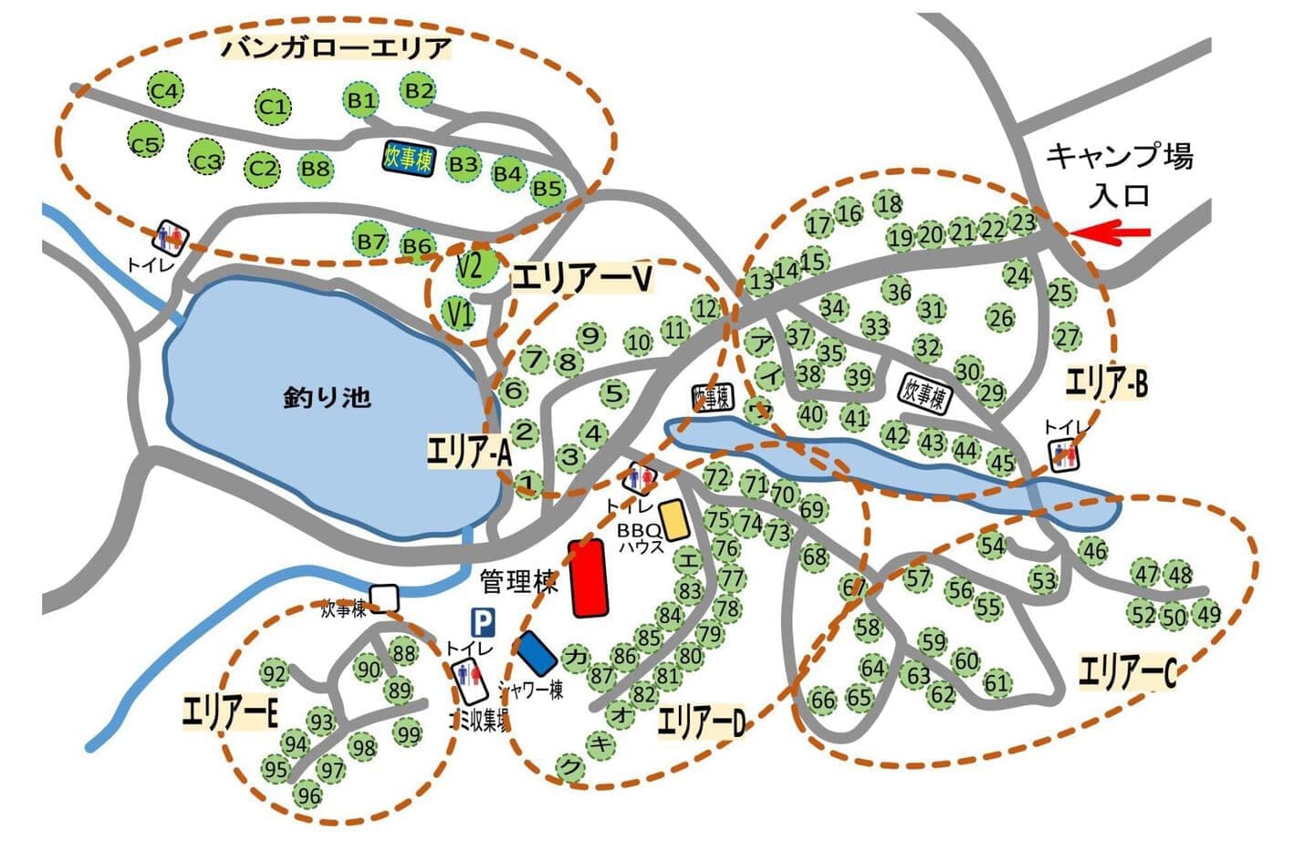 高ソメキャンプ場エリアマップ