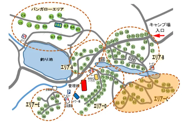 高ソメキャンプ場エリアマップ
